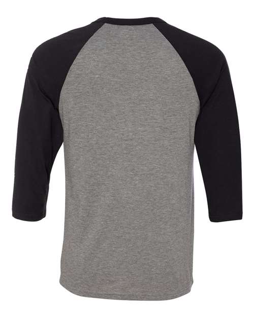 BELLA + CANVAS Unisex Three-Quarter Sleeve Baseball Tee 3200 - Deep Heather/ Black