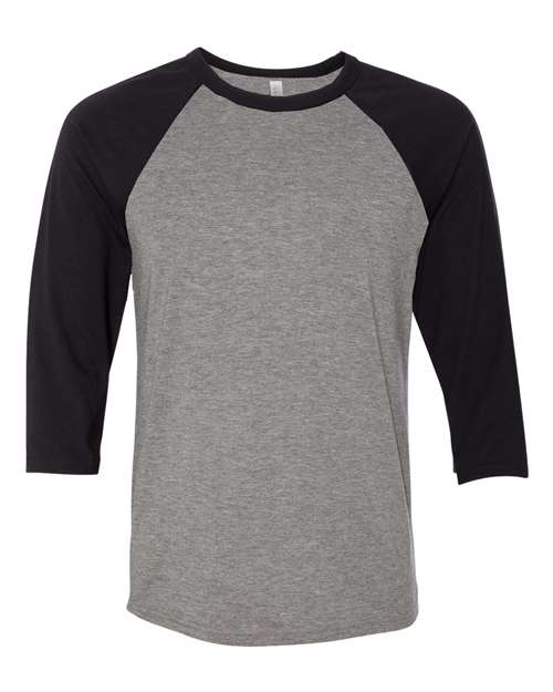 BELLA + CANVAS Unisex Three-Quarter Sleeve Baseball Tee 3200 - Deep Heather/ Black