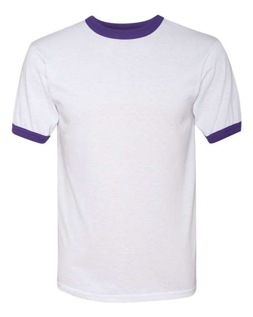 Augusta Sportswear Unisex 50/50 Ringer T-Shirt 710 - White/ Purple