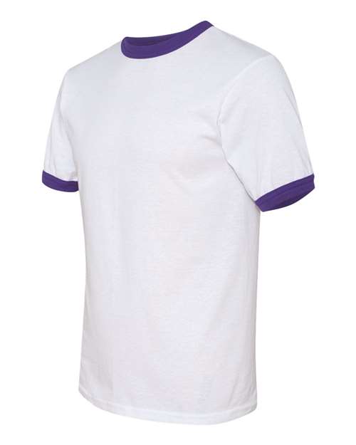 Augusta Sportswear Unisex 50/50 Ringer T-Shirt 710 - White/ Purple