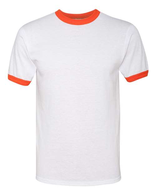 Augusta Sportswear Unisex 50/50 Ringer T-Shirt 710 - White/ Orange