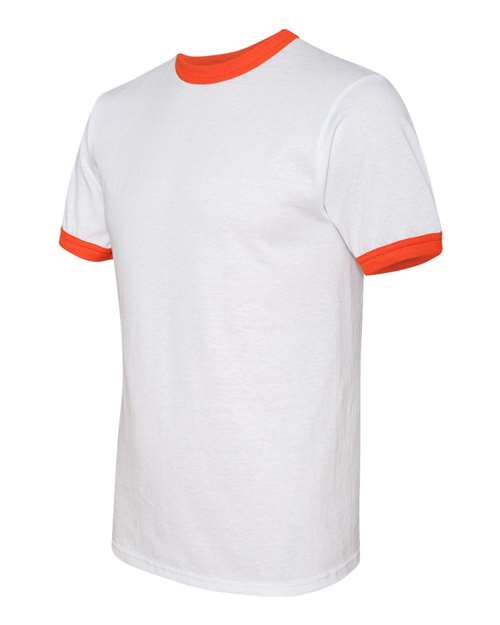Augusta Sportswear Unisex 50/50 Ringer T-Shirt 710 - White/ Orange