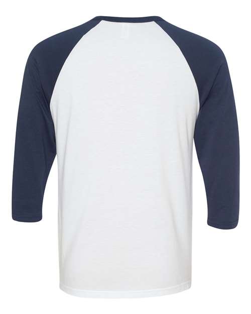 BELLA + CANVAS Unisex Three-Quarter Sleeve Baseball Tee 3200 - White/ Navy