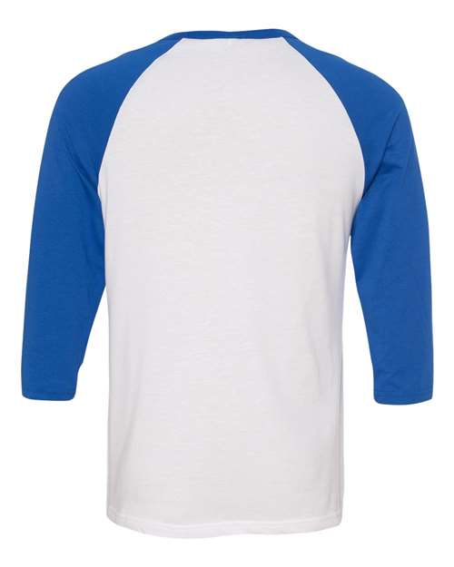 BELLA + CANVAS Unisex Three-Quarter Sleeve Baseball Tee 3200 - White/ True Royal