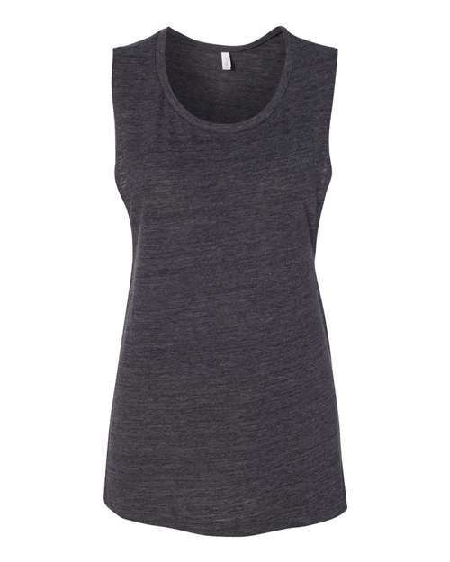 BELLA + CANVAS Women's Flowy Scoop Muscle Tank 8803 - Charcoal Black Slub