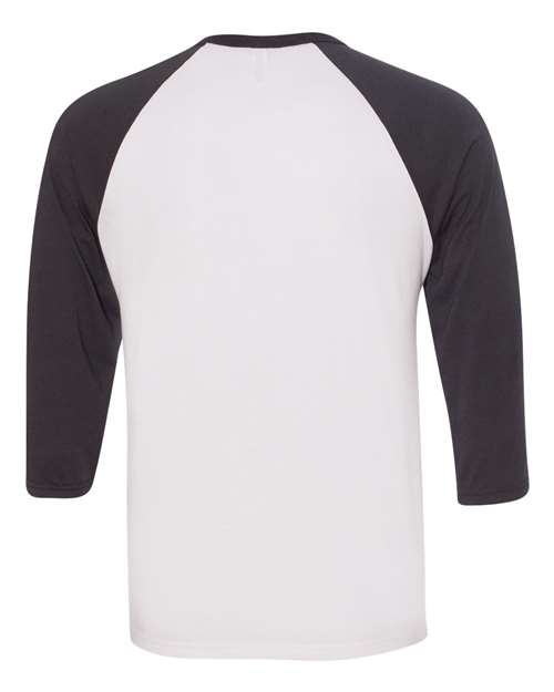 BELLA + CANVAS Unisex Three-Quarter Sleeve Baseball Tee 3200 - White/ Dark Grey