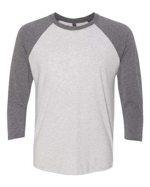 Next Level Unisex Triblend Three-Quarter Raglan T-Shirt 6051 - Premium Heather Sleeves/ Heather White Body