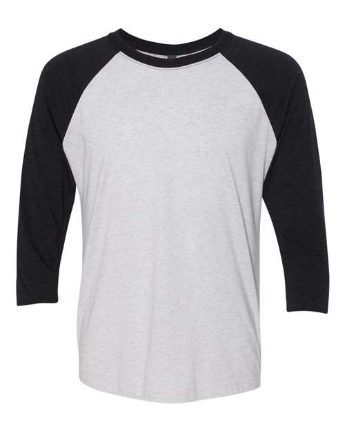 Next Level Unisex Triblend Three-Quarter Raglan T-Shirt 6051 - Vintage Black Sleeves/ Heather White Body