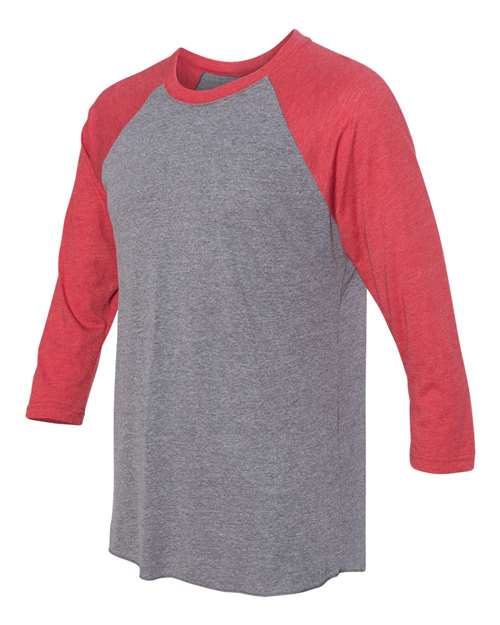 Next Level Unisex Triblend Three-Quarter Raglan T-Shirt 6051 - Vintage Red Sleeves/ Premium Heather Body