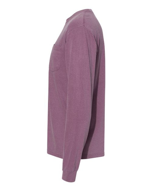 Comfort Colors Unisex Garment-Dyed Heavyweight Long Sleeve Pocket T-Shirt 4410 - Berry