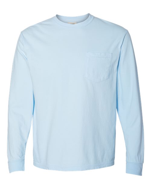 Comfort Colors Unisex Garment-Dyed Heavyweight Long Sleeve Pocket T-Shirt 4410 - Chambray
