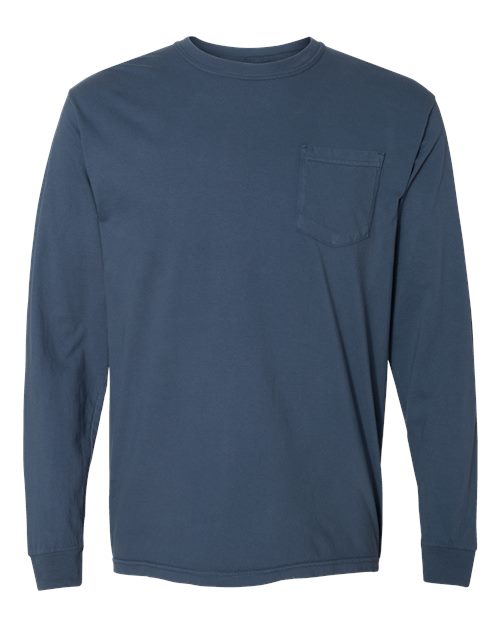Comfort Colors Unisex Garment-Dyed Heavyweight Long Sleeve Pocket T-Shirt 4410 - Midnight