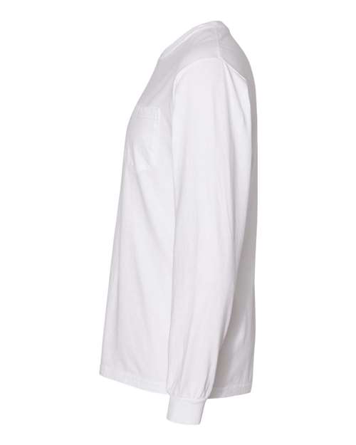 Comfort Colors Unisex Garment-Dyed Heavyweight Long Sleeve Pocket T-Shirt 4410 - White