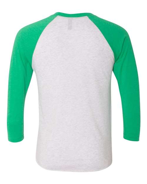 Next Level Unisex Triblend Three-Quarter Raglan T-Shirt 6051 - Envy Sleeves/ Heather White Body