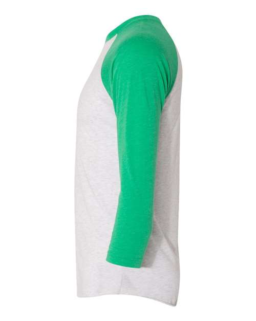 Next Level Unisex Triblend Three-Quarter Raglan T-Shirt 6051 - Envy Sleeves/ Heather White Body