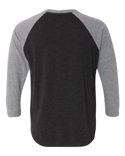 Next Level Unisex Triblend Three-Quarter Raglan T-Shirt 6051 - Premium Heather Sleeves/ Vintage Black Body
