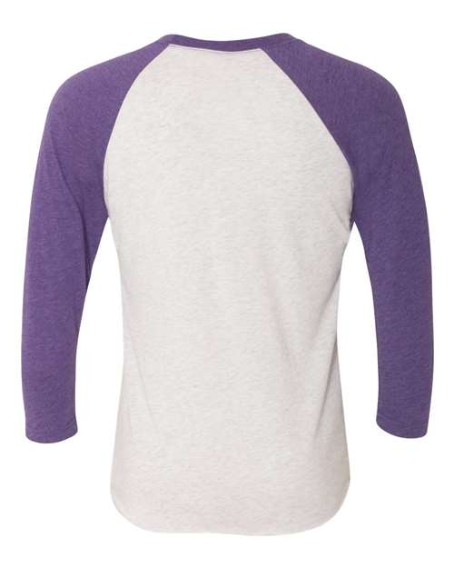 Next Level Unisex Triblend Three-Quarter Raglan T-Shirt 6051 - Purple Rush Sleeves/ Heather White Body
