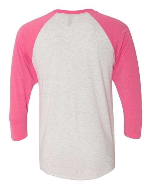 Next Level Unisex Triblend Three-Quarter Raglan T-Shirt 6051 - Vintage Pink Sleeves/ Heather White Body