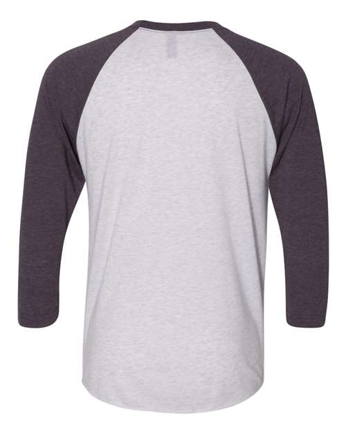 Next Level Unisex Triblend Three-Quarter Raglan T-Shirt 6051 - Vintage Purple Sleeves/ Heather White Body