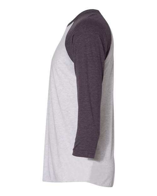 Next Level Unisex Triblend Three-Quarter Raglan T-Shirt 6051 - Vintage Purple Sleeves/ Heather White Body