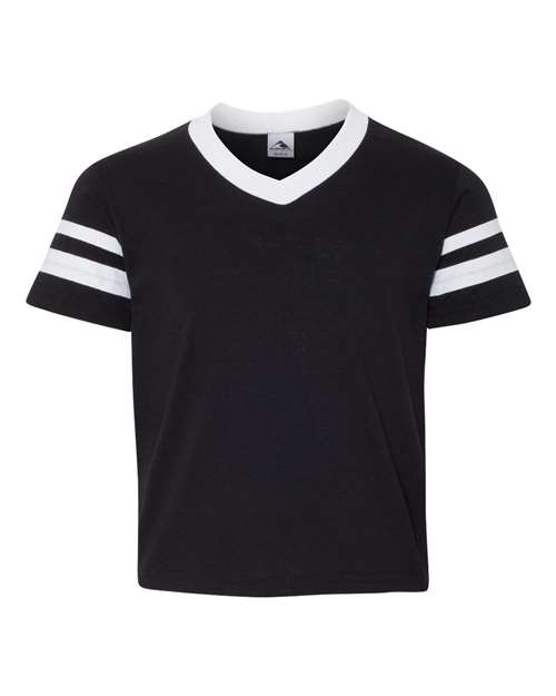 Augusta Sportswear Youth V-Neck Jersey with Striped Sleeves 361
