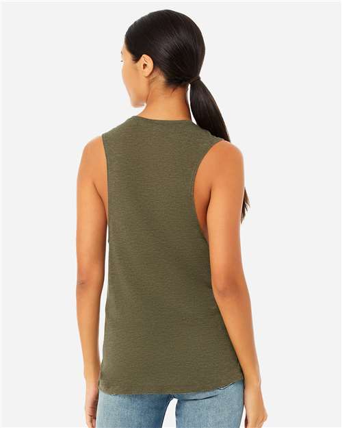 BELLA + CANVAS Women's Flowy Scoop Muscle Tank 8803 - Heather Olive