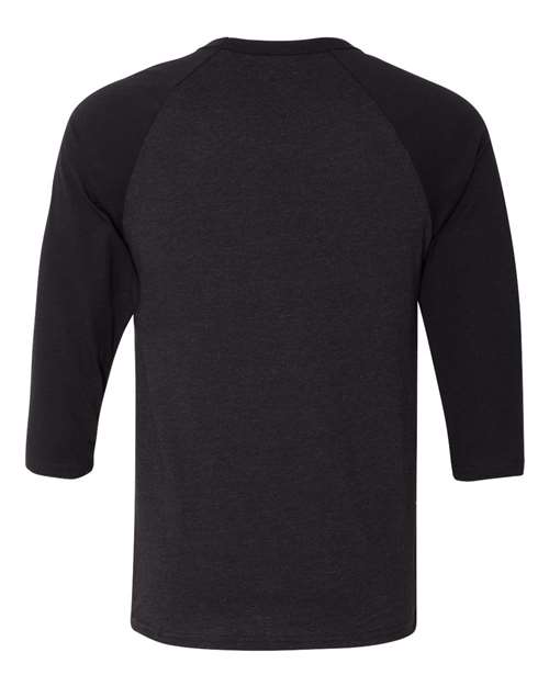 BELLA + CANVAS Unisex Three-Quarter Sleeve Baseball Tee 3200 - Black Heather/ Black