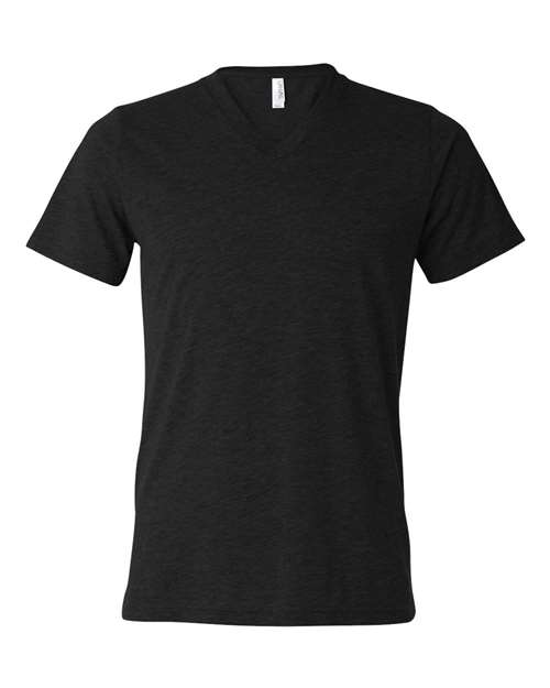 BELLA + CANVAS Unisex Triblend V-Neck Tee 3415 - Black Heather Triblend
