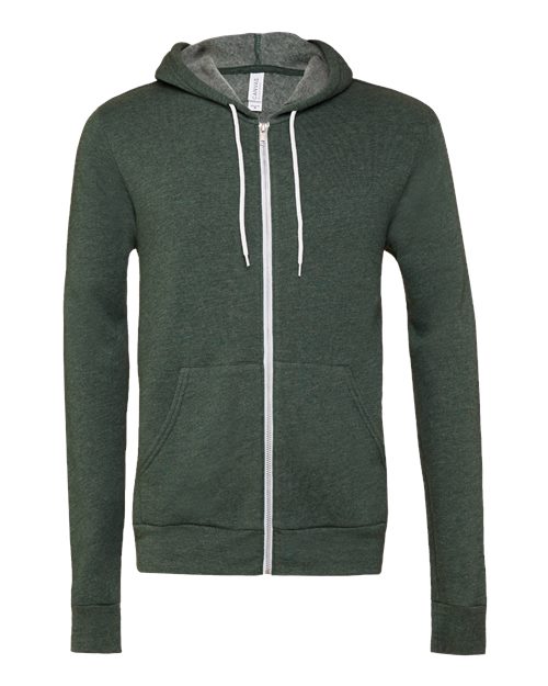 BELLA + CANVAS Unisex Sponge Fleece Full-Zip Hoodie Sweatshirt 3739 - Heather Forest