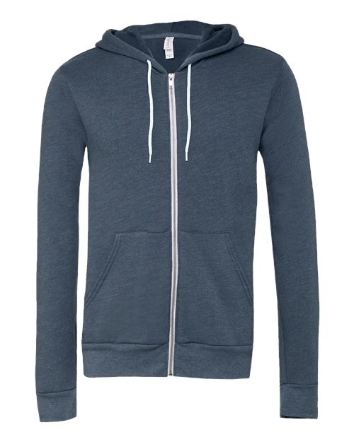BELLA + CANVAS Unisex Sponge Fleece Full-Zip Hoodie Sweatshirt 3739 - Heather Navy