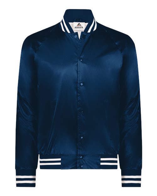 Augusta Sportswear Unisex Satin Baseball Jacket Striped Trim 3610