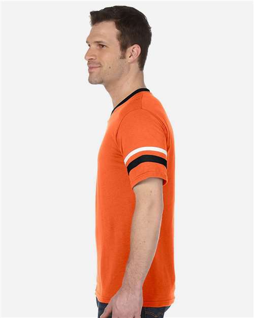 Augusta Sportswear V-Neck Jersey with Striped Sleeves 360 - Orange/ Black/ White