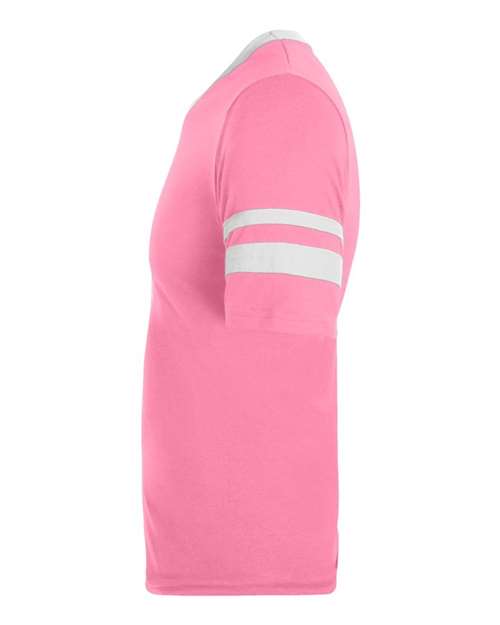 Augusta Sportswear V-Neck Jersey with Striped Sleeves 360 - Pink/ White