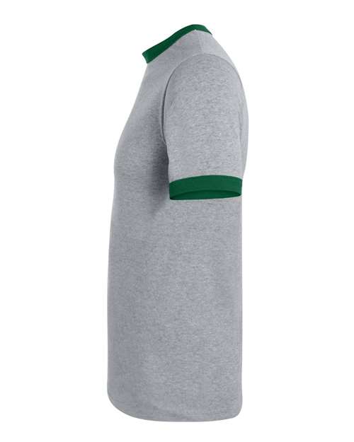 Augusta Sportswear Unisex 50/50 Ringer T-Shirt 710 - Athletic Heather/ Dark Green