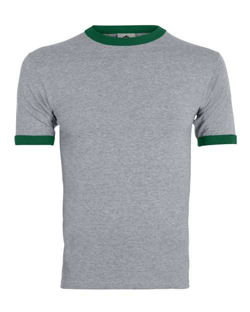 Augusta Sportswear Unisex 50/50 Ringer T-Shirt 710 - Athletic Heather/ Dark Green
