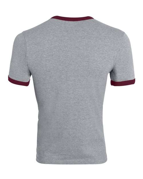 Augusta Sportswear Unisex 50/50 Ringer T-Shirt 710 - Athletic Heather/ Maroon