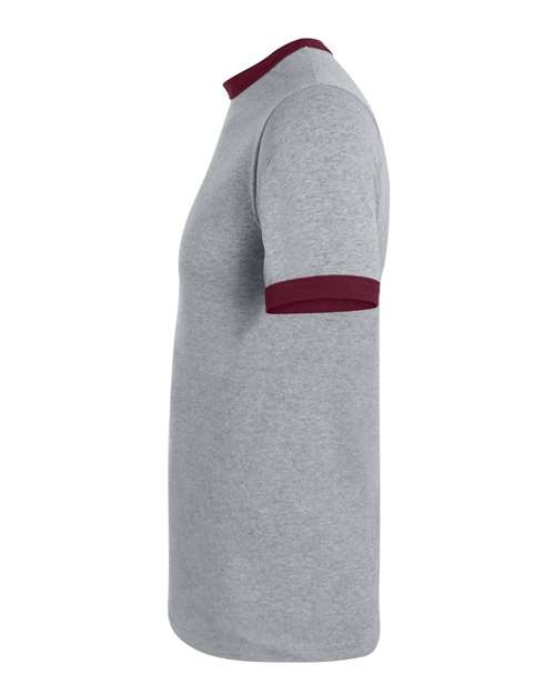 Augusta Sportswear Unisex 50/50 Ringer T-Shirt 710 - Athletic Heather/ Maroon