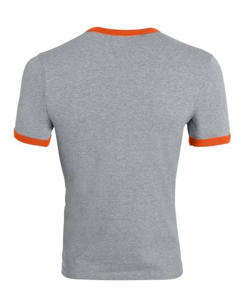 Augusta Sportswear Unisex 50/50 Ringer T-Shirt 710 - Athletic Heather/ Orange