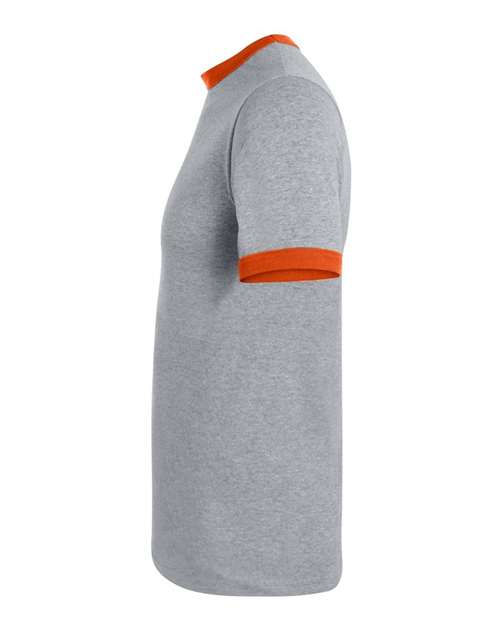 Augusta Sportswear Unisex 50/50 Ringer T-Shirt 710 - Athletic Heather/ Orange