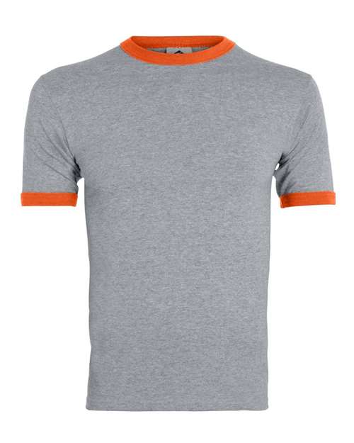 Augusta Sportswear Unisex 50/50 Ringer T-Shirt 710 - Athletic Heather/ Orange