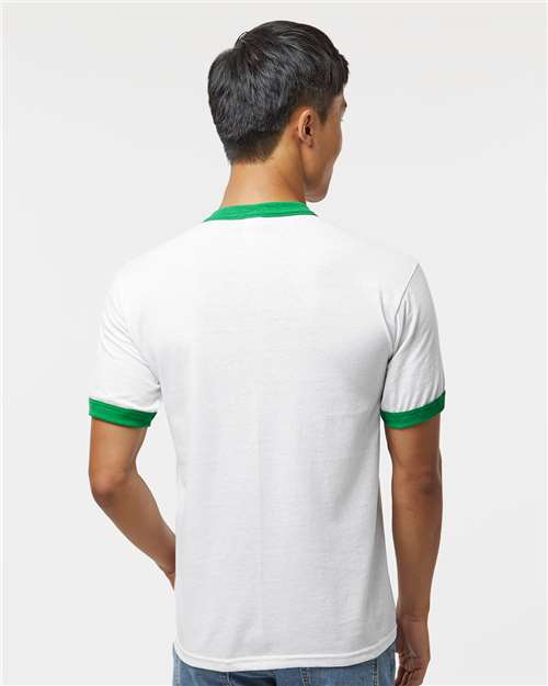 Augusta Sportswear Unisex 50/50 Ringer T-Shirt 710 - White/ Kelly