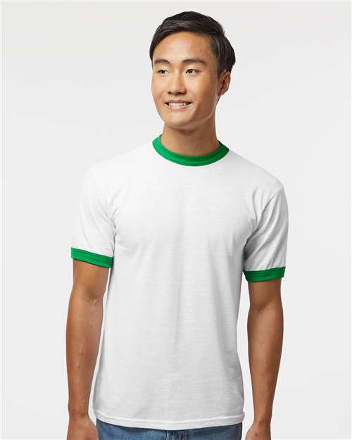 Augusta Sportswear Unisex 50/50 Ringer T-Shirt 710 - White/ Kelly