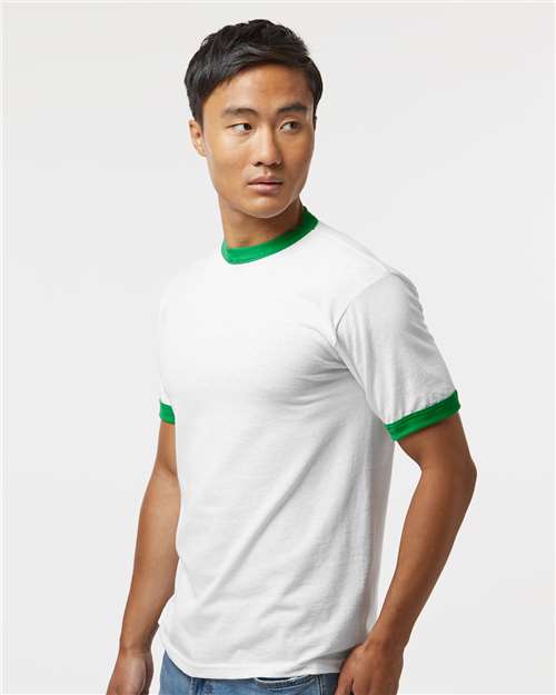 Augusta Sportswear Unisex 50/50 Ringer T-Shirt 710 - White/ Kelly