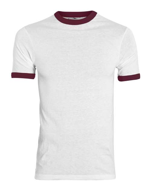 Augusta Sportswear Unisex 50/50 Ringer T-Shirt 710 - White/ Maroon