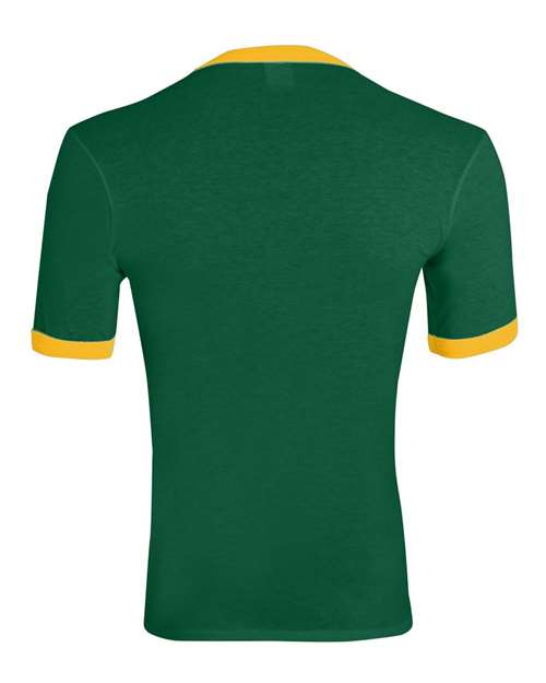 Augusta Sportswear Unisex 50/50 Ringer T-Shirt 710 - Dark Green/ Gold