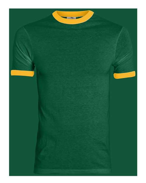 Augusta Sportswear Unisex 50/50 Ringer T-Shirt 710 - Dark Green/ Gold