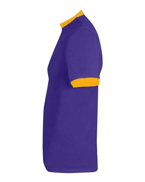 Augusta Sportswear Unisex 50/50 Ringer T-Shirt 710 - Purple/ Gold