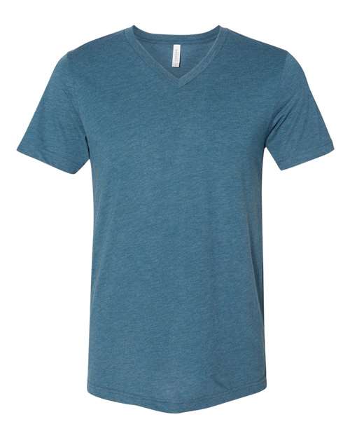 BELLA + CANVAS Unisex Triblend V-Neck Tee 3415 - Steel Blue Triblend