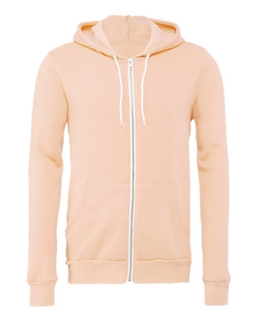 BELLA + CANVAS Unisex Sponge Fleece Full-Zip Hoodie Sweatshirt 3739 - Peach