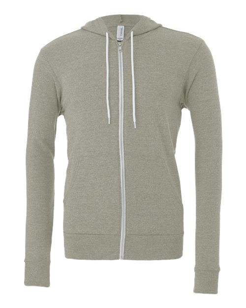 BELLA + CANVAS Unisex Sponge Fleece Full-Zip Hoodie Sweatshirt 3739 - Heather Stone